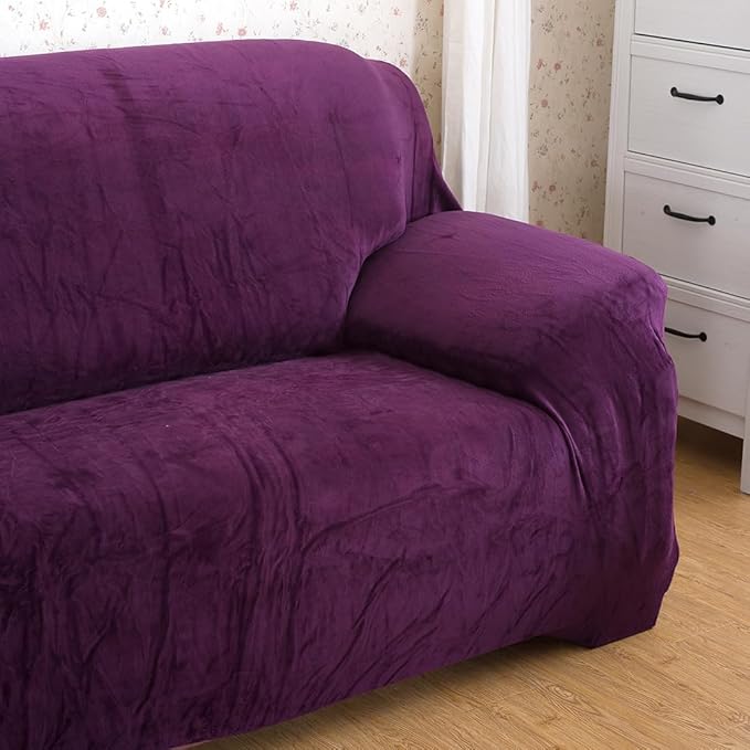 vctops 1-Piece Velvet Plush Stretch Sofa Slipcover