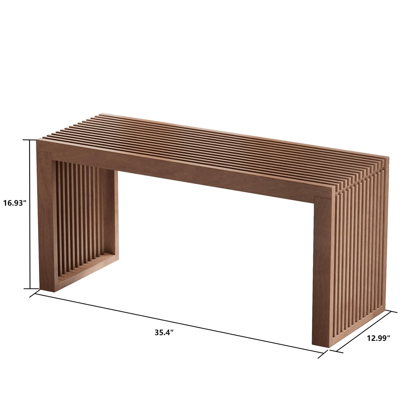 Bamboo Dining Bench, 35 inch Farmhouse Decor Indoor Kitchen Table Bench, Entryway Shoe Rack Bench, Outdoor Bench, Solid Bamboo Benches for Living Room, Hallway, Bedroom, Bathroom (Walnut, Long)
