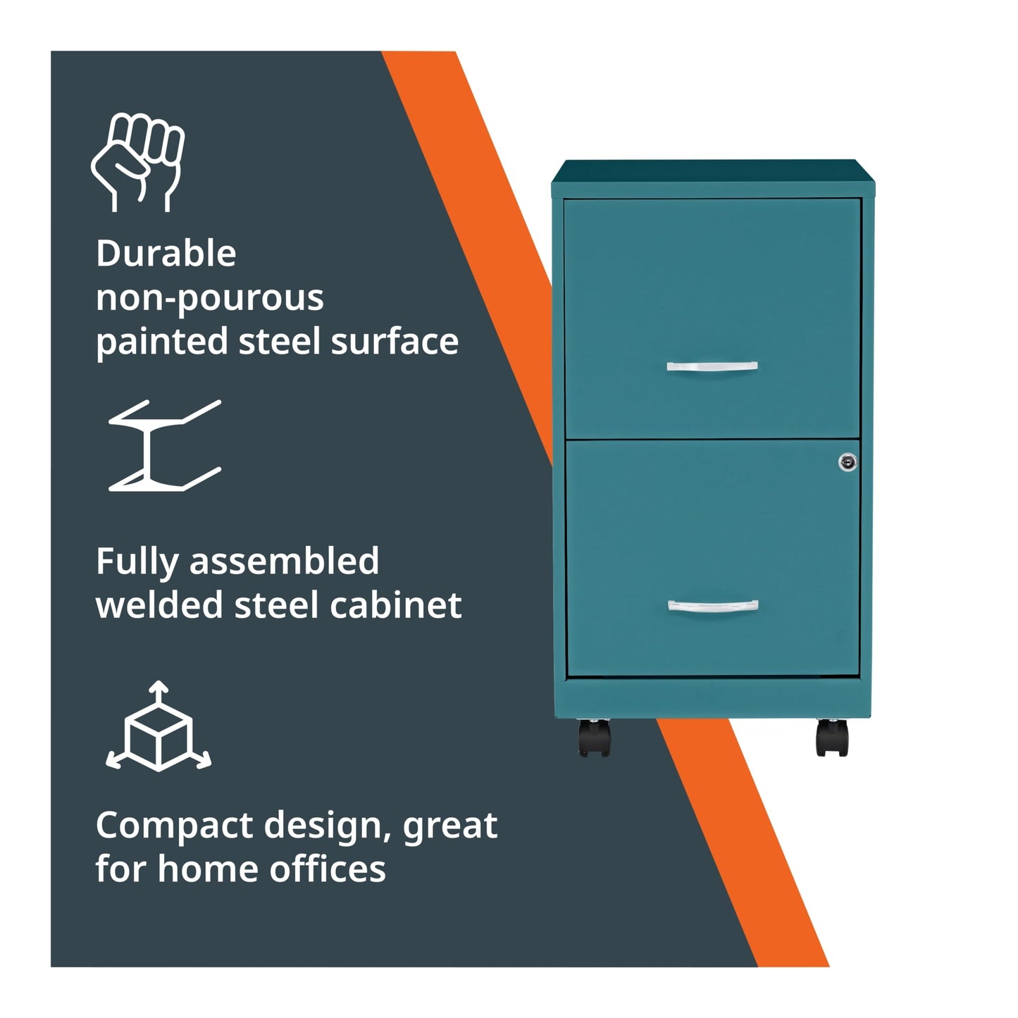 Lorell LYS SOHO File/File Mobile Cabinet, Teal