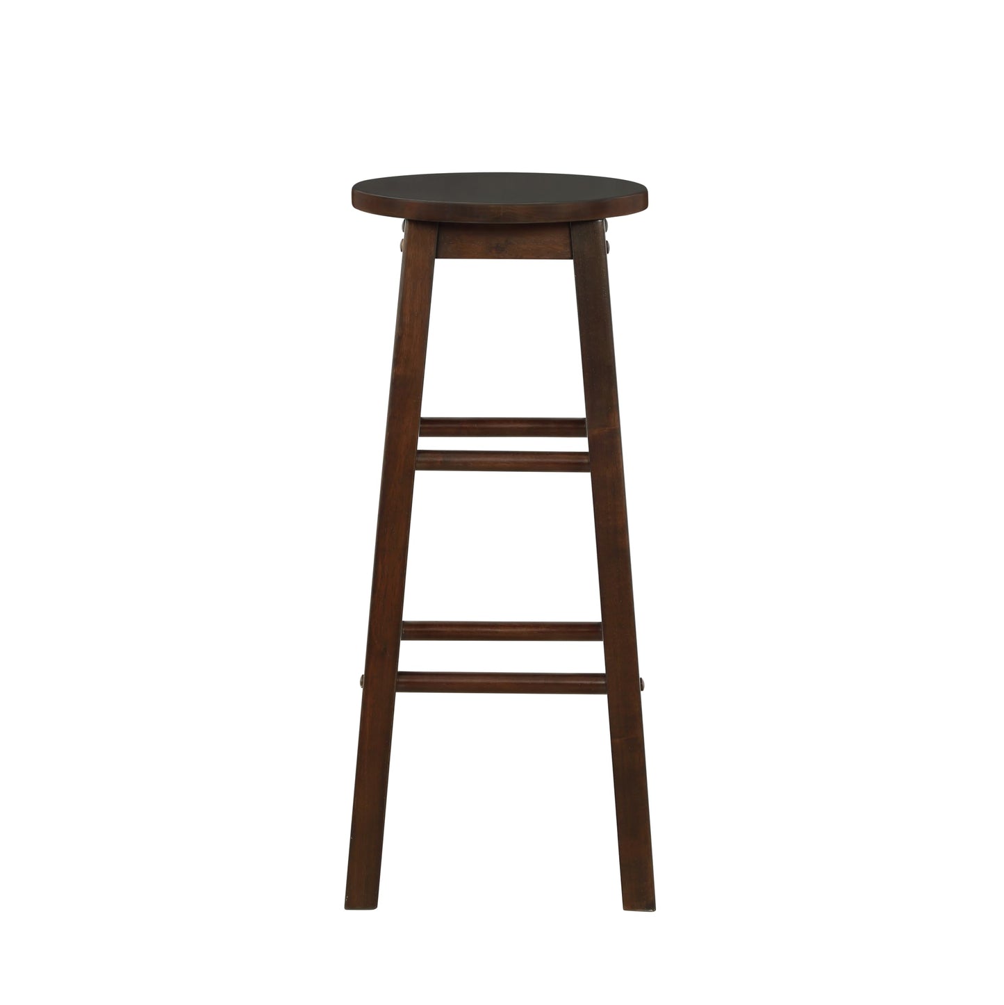 Linon Zeke Walnut Solid Wood Backless Round Barstool with 29 inch Seat Height