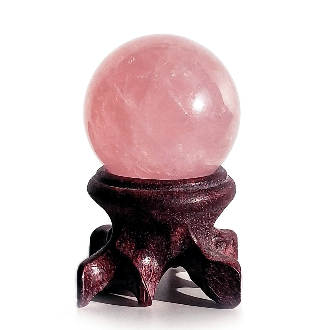 Polar Jade Rose Quartz Crystal Ball – 1.2" Pink Crystal Sphere for Meditation, Feng Shui, Chakra Healing, Divination, and Home Décor