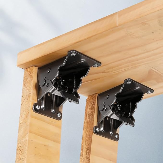 8 Pack Folding Brackets for Table Bed Leg Feet, Self-Lock Hinge Hardware