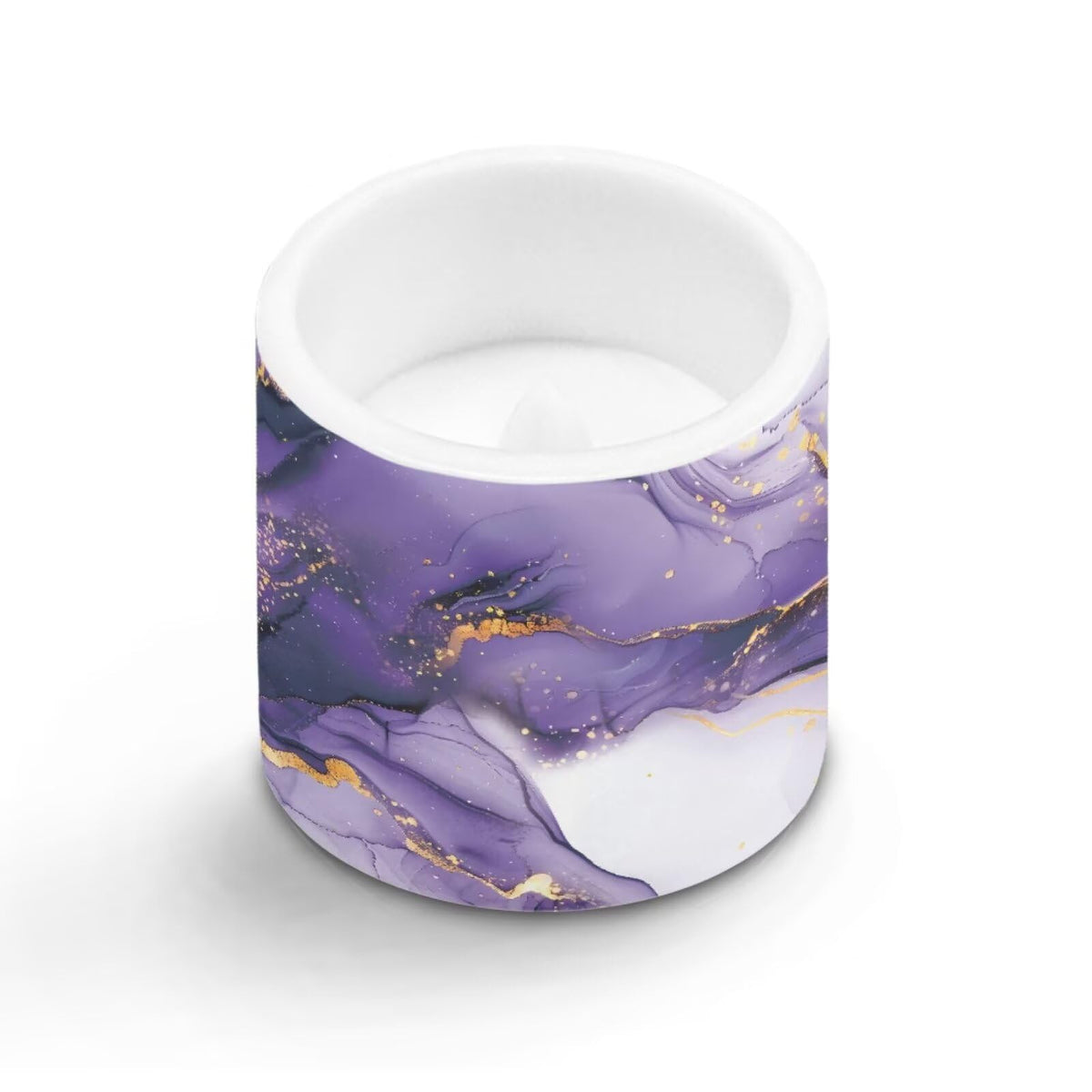 NETILGEN Purple Marble Print 3 inch Flickering Color Changing LED Candles Set of 4 Flameless Eletric Pillar Candles with Remote Timer Control Home Party Decor