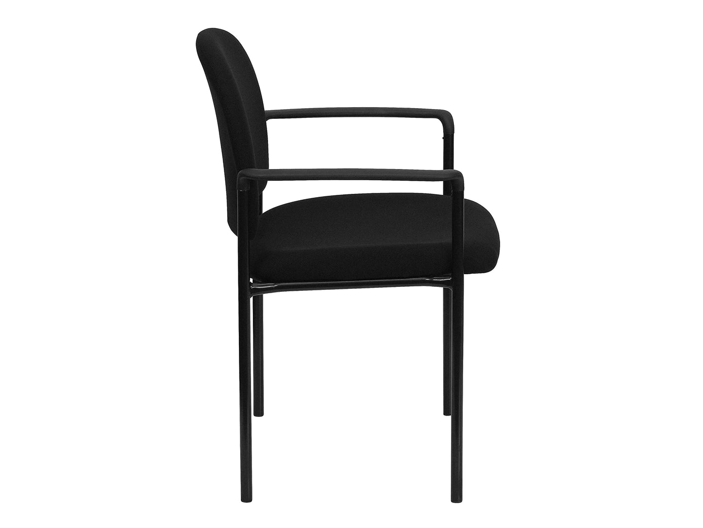 Flash Furniture Tiffany Side Reception Chair with Armrests, Stackable Fabric Waiting Room Chair for Commercial or Residential Use, Black