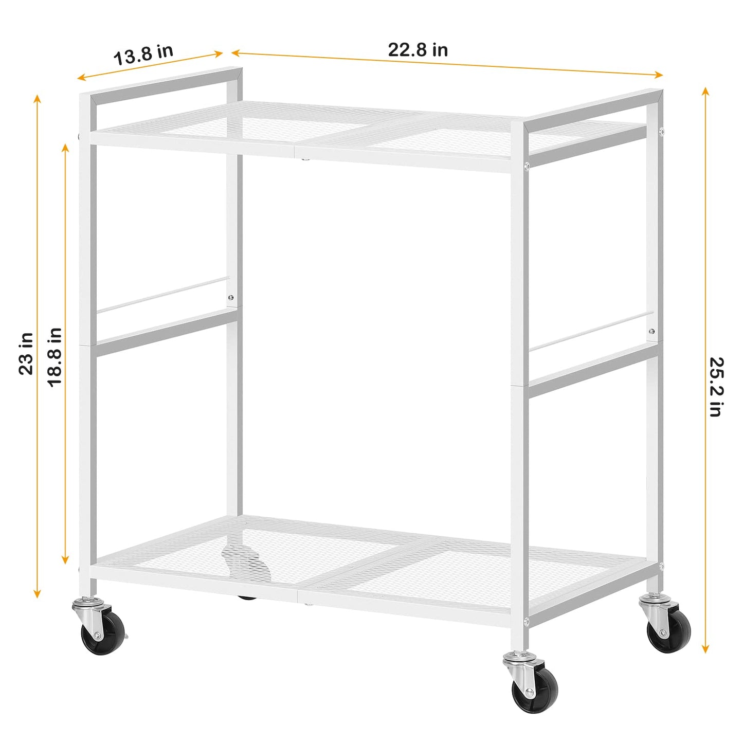 OYEAL Computer Tower Stand, PC Tower Stand Metal Rolling Cart Holds up to 40lbs, 2 Tier Mobile Printer Stand with Storage Under Desk for Home & Office, White
