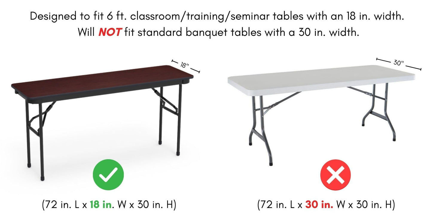 YOUR CHAIR COVERS - Spandex 6 Ft x 18 Inches, Narrow Classroom Open Back Rectangular Training Stretch Tablecloth - White