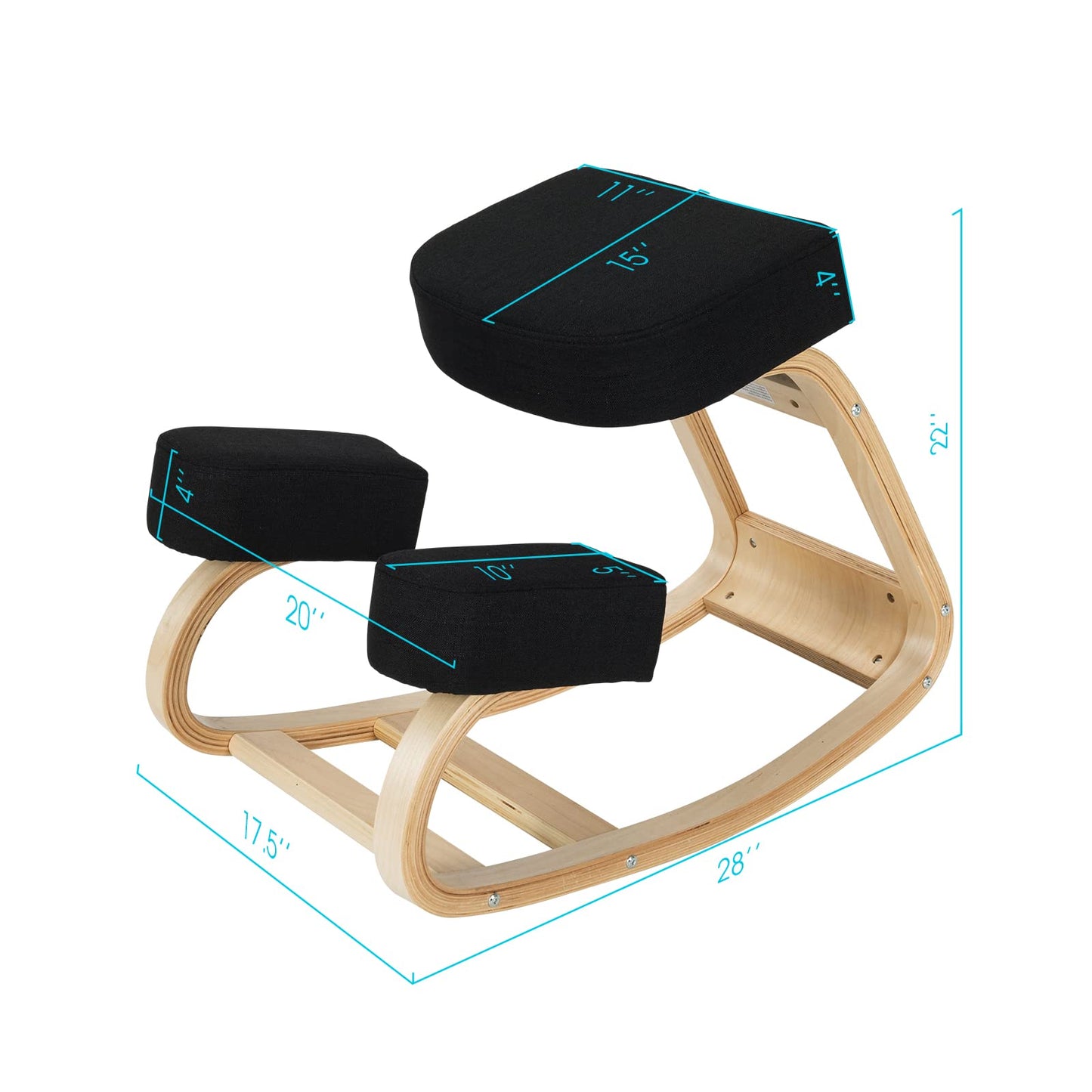 Giantex Kneeling Chair, Wood Posture Chair, Max Load 330 Lbs, Rocking Knee Chair with Soft Cushion, Natural Relief for Back, Shoulder or Neck Pain, Ergonomic Kneeling Chair for Office Home