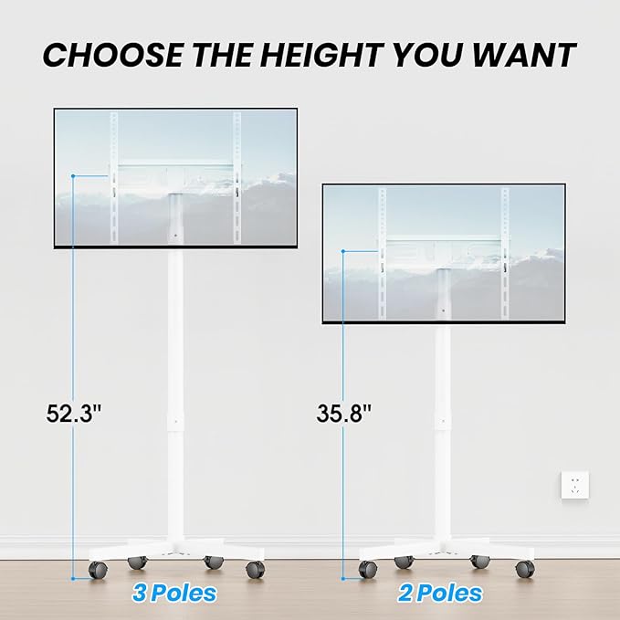 Mobile TV Cart Rolling TV Stand