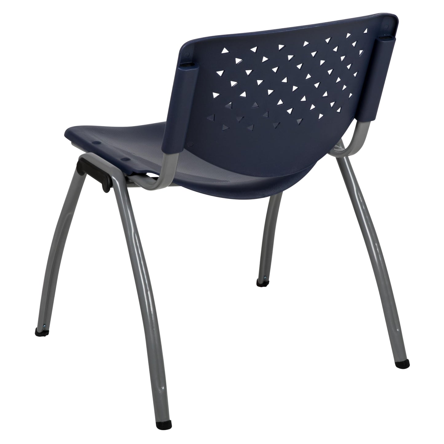 Flash Furniture HERCULES Series 880 lb. Capacity Navy Plastic Stack Chair with Titanium Gray Powder Coated Frame