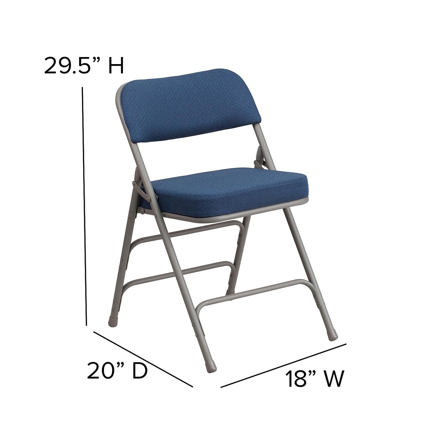 Flash Furniture 4 Pack HERCULES Series Premium Curved Triple Braced & Double Hinged Navy Fabric Metal Folding Chair