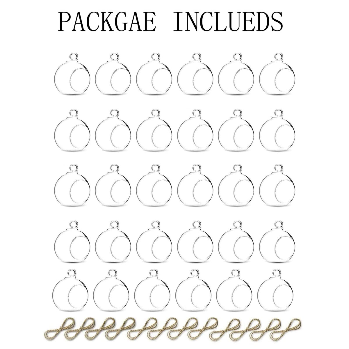 Nuptio 36 Pcs Hanging Tea Light Candle Holders Mini Glass Candle Holder 2.36" Diameter Baubles Globe Garden Ornament, Tealight Holders for Christmas Halloween Wedding Party Decorations for Reception