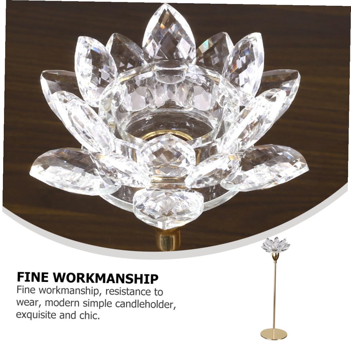 HOODANCOS Metal Crystal Lotus Candle Holder Small Gold, Dining Room Wedding Decorative Candlestick Stand, Romantic Flower-Shaped Candle Stick Holder for Home Decor