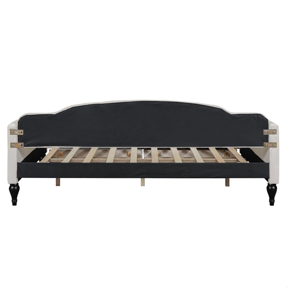GDFStudio Full Size Upholstered Tufted Daybed with Two Storage Drawers – Linen Fabric, Solid Wood Frame, Space-Saving Design, Beige