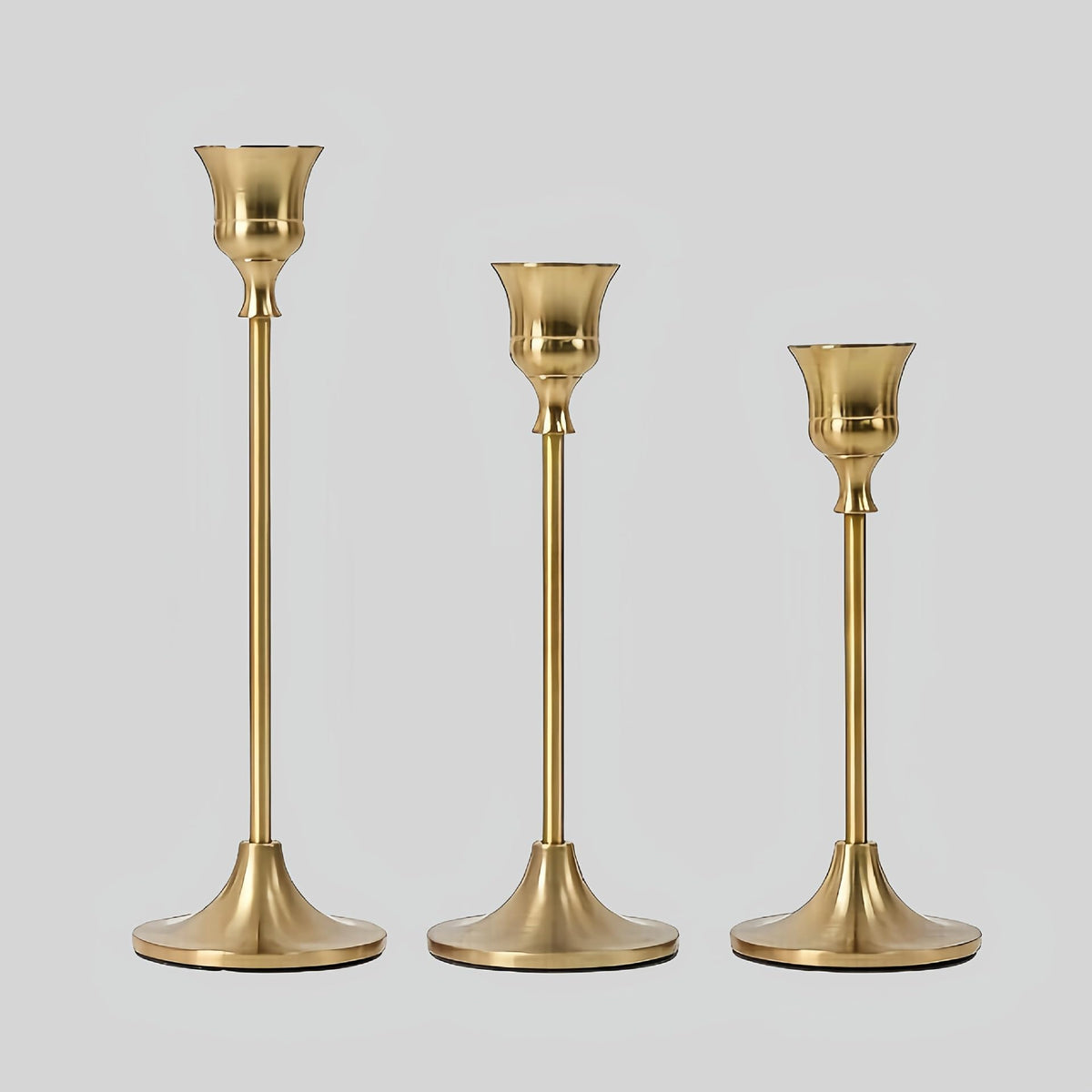 Candle Holders: Set of 3 Gold Candle Stick Holders - Metal Candlestick Holders for Home Christmas Wedding Table Centerpiece Mantle Decor (Golden Cup)