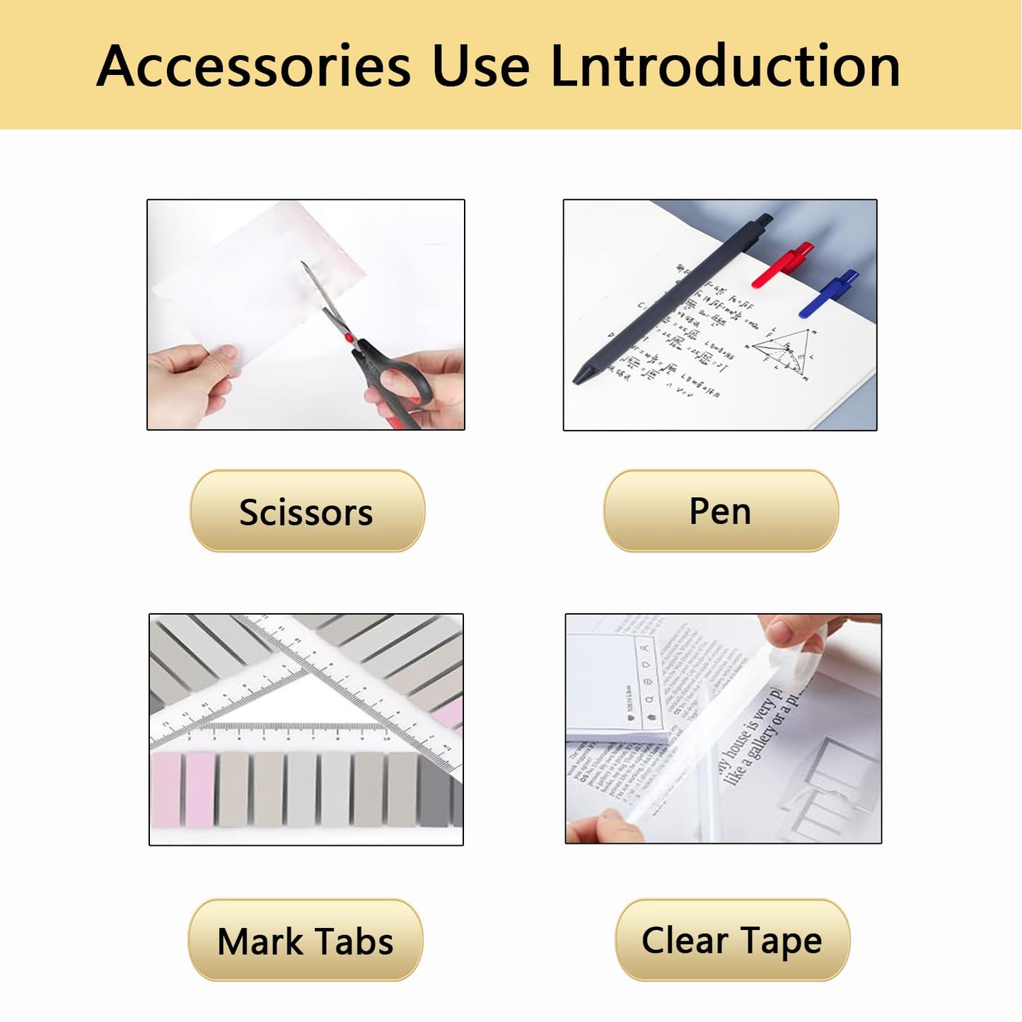 Office Supplies,Black Desk Accessories,Office Supplies Set,Stapler and Tape Dispenser Set,Scissors,Staple Remover,Binder Clips,Staples,Ballpoint Pen,Index Tabs with Ruler,Clear Tape.9pcs for Office