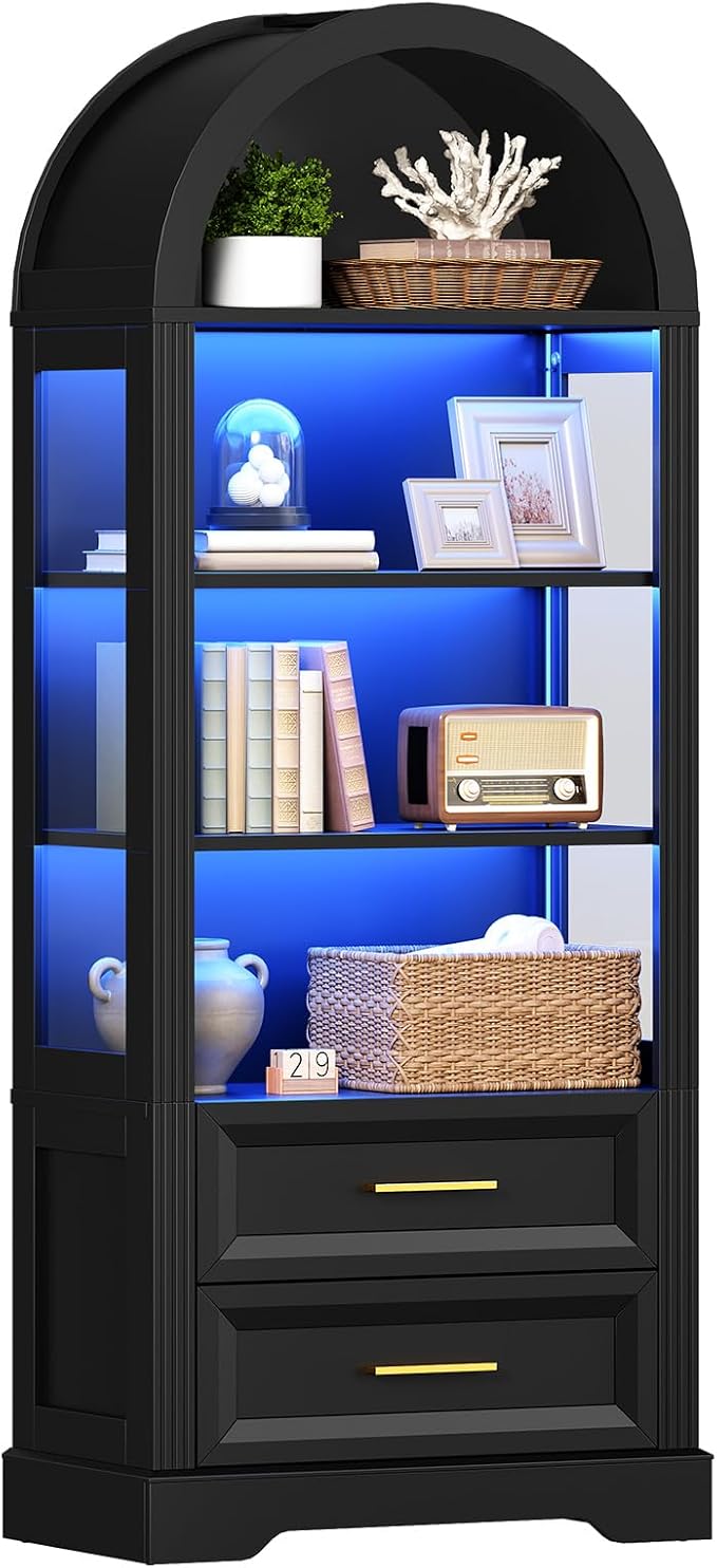 HOOBRO Tall Arched Bookshelf, Arch Bookcase