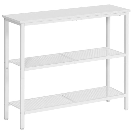 HOOBRO 29.5" Narrow Console Table, 3 Tier Entryway Table with Shelves, Thin Sofa Table, Behind Couch Table, Display Side Table, for Hallway, Entrance, Living Room, White WW73XG01