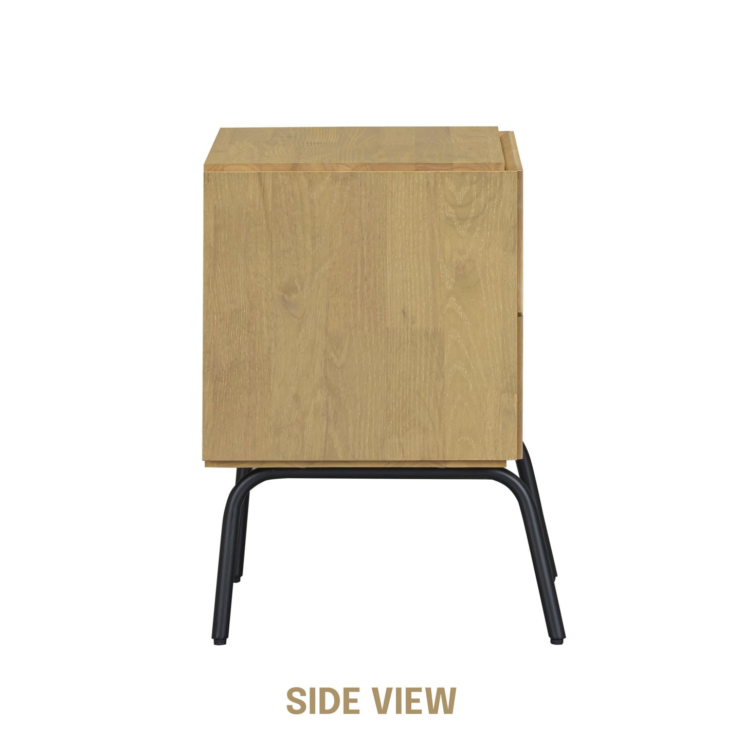 NTC Solid Oak Drawer Face Lulu Nightstand with Natural Rattan Drawer, Mid-Century Side Table for Bedroom, Bedside Furniture, End Table – Waterproof, Heat Resistant, Easy to Assemble - Sand