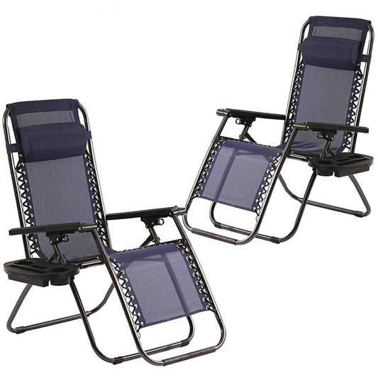 Zero Gravity Chair Patio Lounge Chairs Lounge Patio Chairs 2 Pack Adjustable Reliners for Pool Yard with Cup Holder