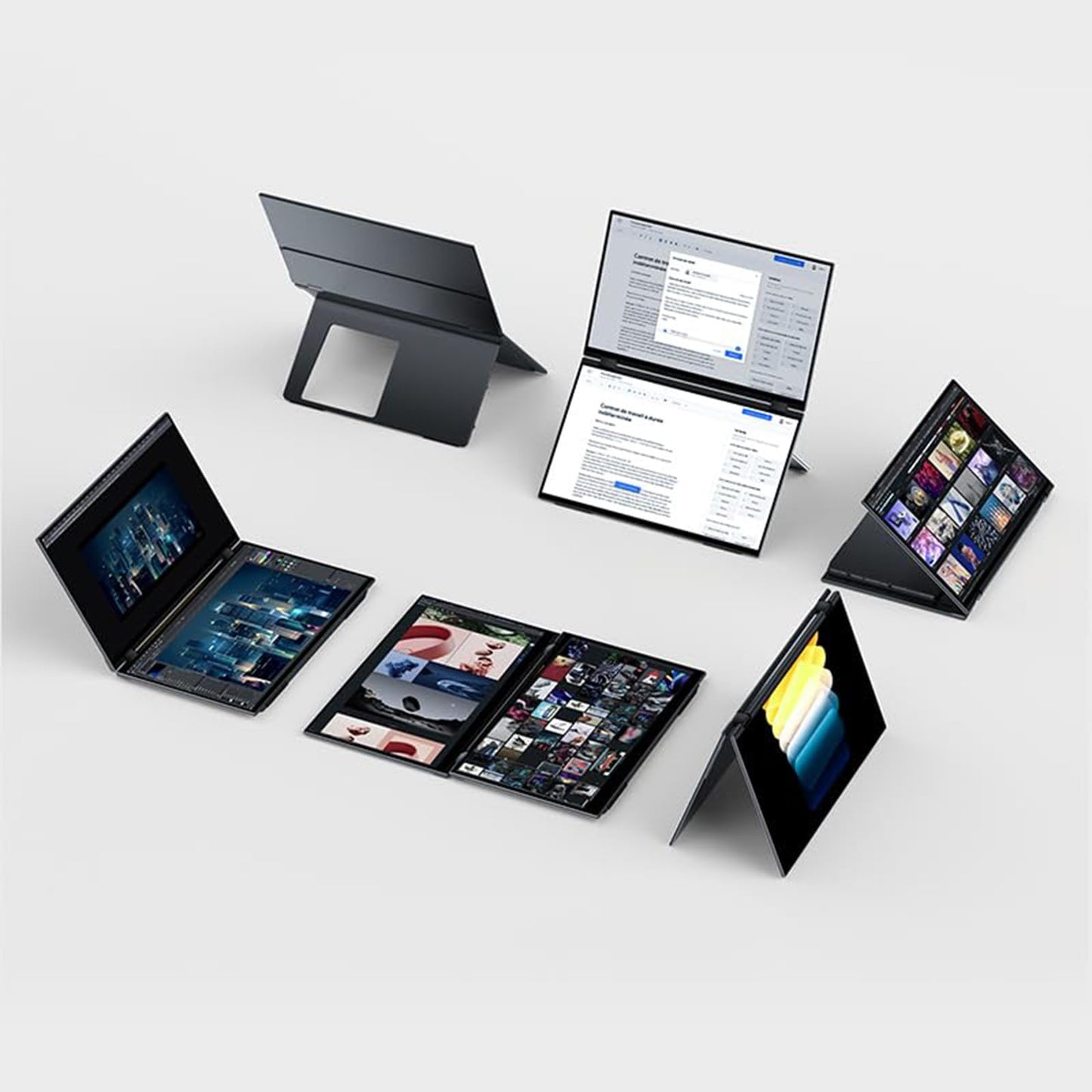 EHOMEWEI X2 Foldable Dual Touchscreen Portable Monitor 16"×2 FHD Touch Screen Extender with Stylus Support for Laptop iPhone Mac