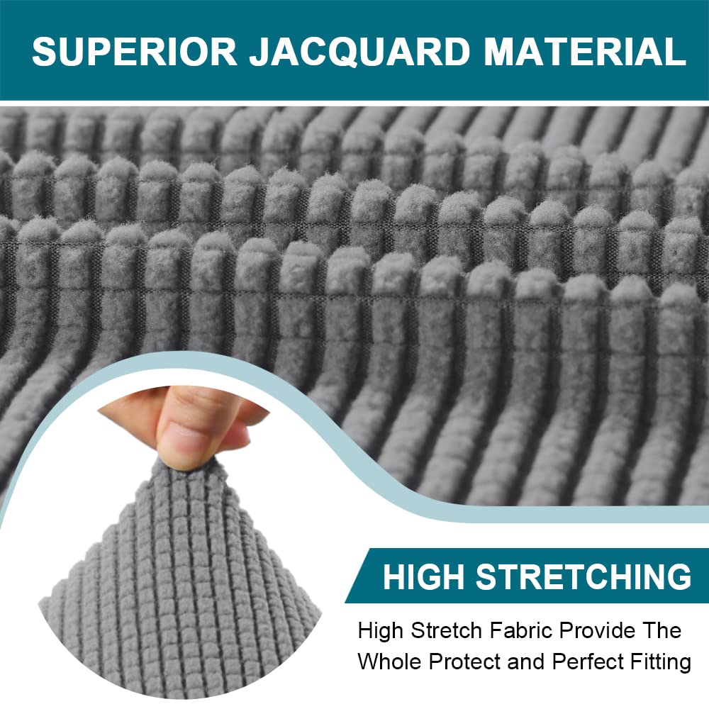 Turquoize Stretch Chesterfield Sofa Covers for Living Room Soft Sofa Couch Covers for 3 Cushion Couch Non-Slip Sofa Slipcover for Dogs Pet Furniture Protector Feature Jacquard Fabric (Sofa, Dove)