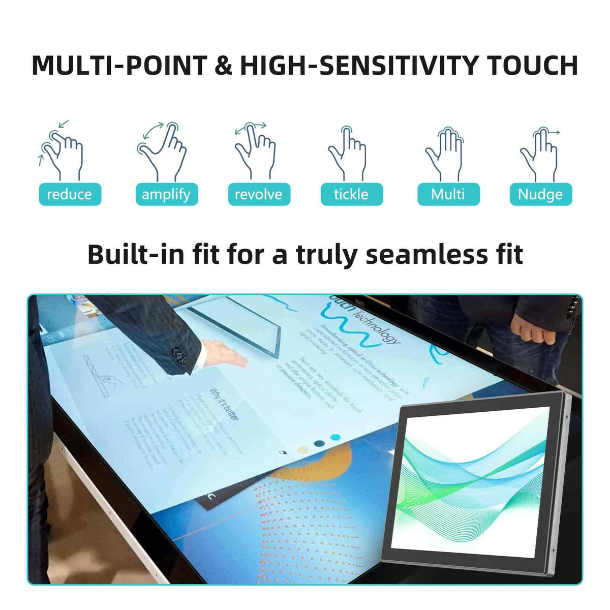 Senisway 13.3-inch Industrial Touch Screen Monitor, 10-Point Capacitive Open Frame Design, Full HD 1920x1080, for Kiosk ATM Vending Machine (Embedded Mount, IP65 Waterproof Front)
