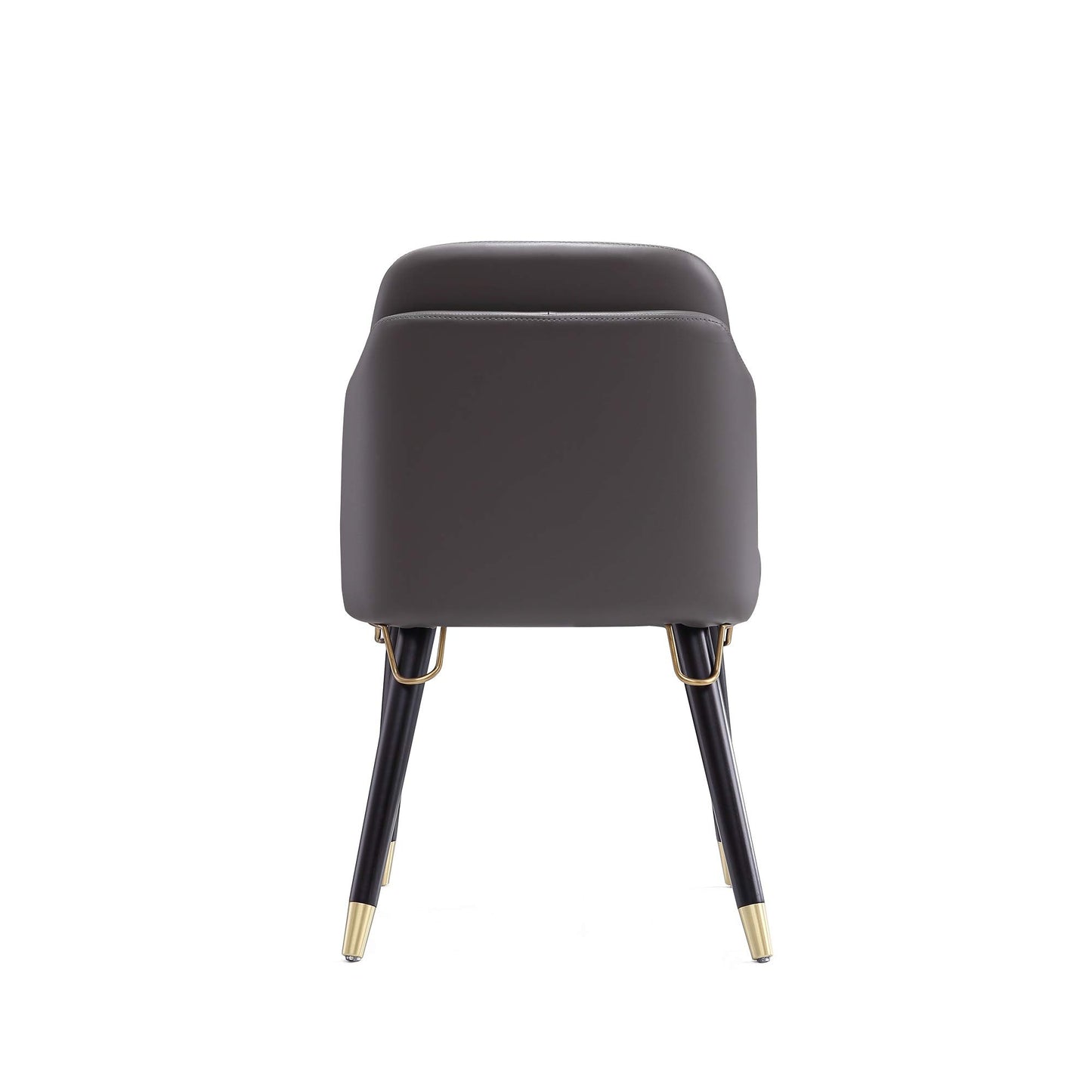 Manhattan Comfort Estelle Faux Leather Dining Chair, Mid Century Modern Design with Gold Metal Accents, Solid Wood Frame, Padded Cushions, Upholstered Side Rail, Fully Assembled, Set of 1, Pebble