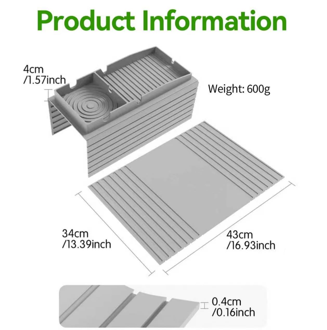 Couch Cup Holder Tray, Featuring Waterproof, Non-Slip, Durable, and Easy-to-Clean Properties. Its Adjustable Width Makes it Suitable for Sofa armrests of Various Sizes(Grey)