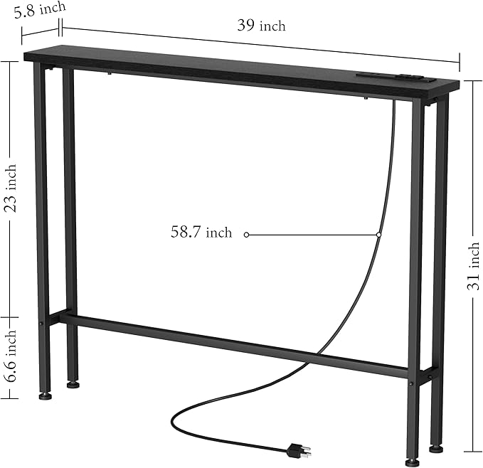 39" Sofa Table Narrow Long