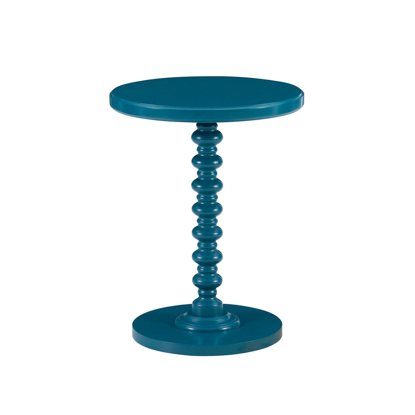 Tarkin Round Teal Turned Spindle Pedestal Side Accent Table by Powell