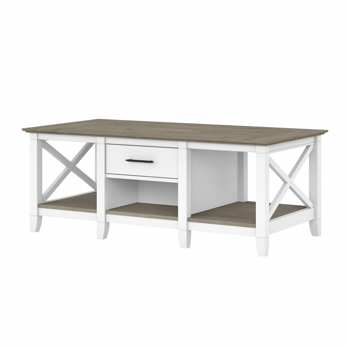 Bush Home Key West Coffee Table with Storage in Pure White and Shiplap Gray