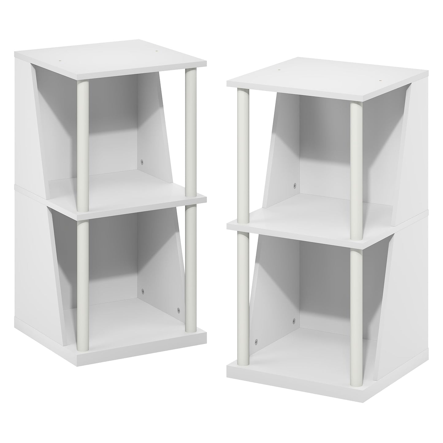 Furinno Flexi Storage Shelf, 4-Cube Corner Shelf, Book Shelf, DIY Stackable & Separable Display Bookcase, for Organization and Storage, for Living Room, Home Office, White
