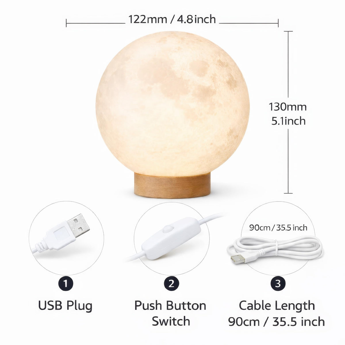 Funnytree Congrats Grad 2026 Graduation Gift Moon Lamp Night Light - Home Nursery Room Bedroom Office Desk Decor, Gifts for Classmates Friends Students Boys Girls Son