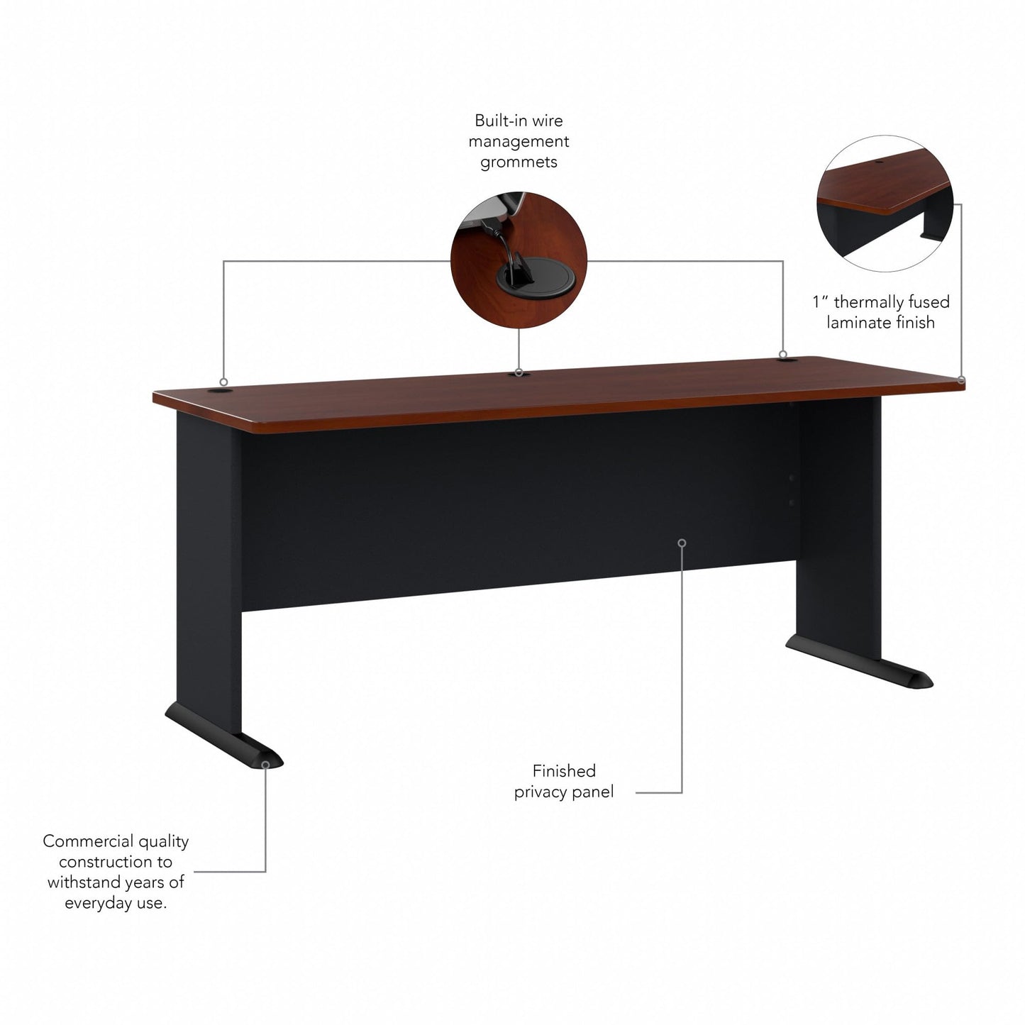 Bush Business Furniture Series A 72W Desk in Hansen Cherry and Galaxy, Large Workstation for Home or Professional Workspace, Desktop Solution for Office Use