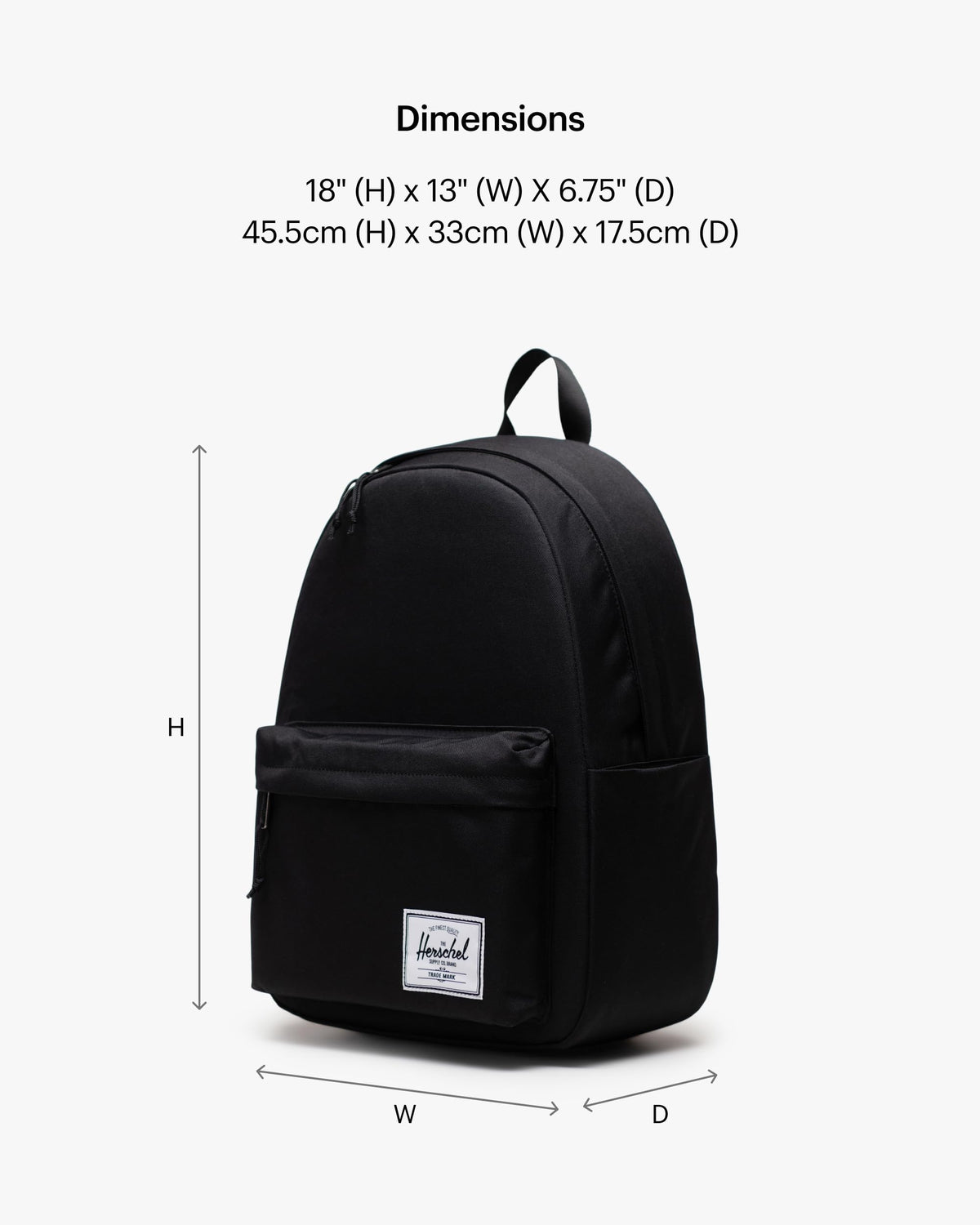 Herschel Classic Backpack, Black, Mod XL - 25L