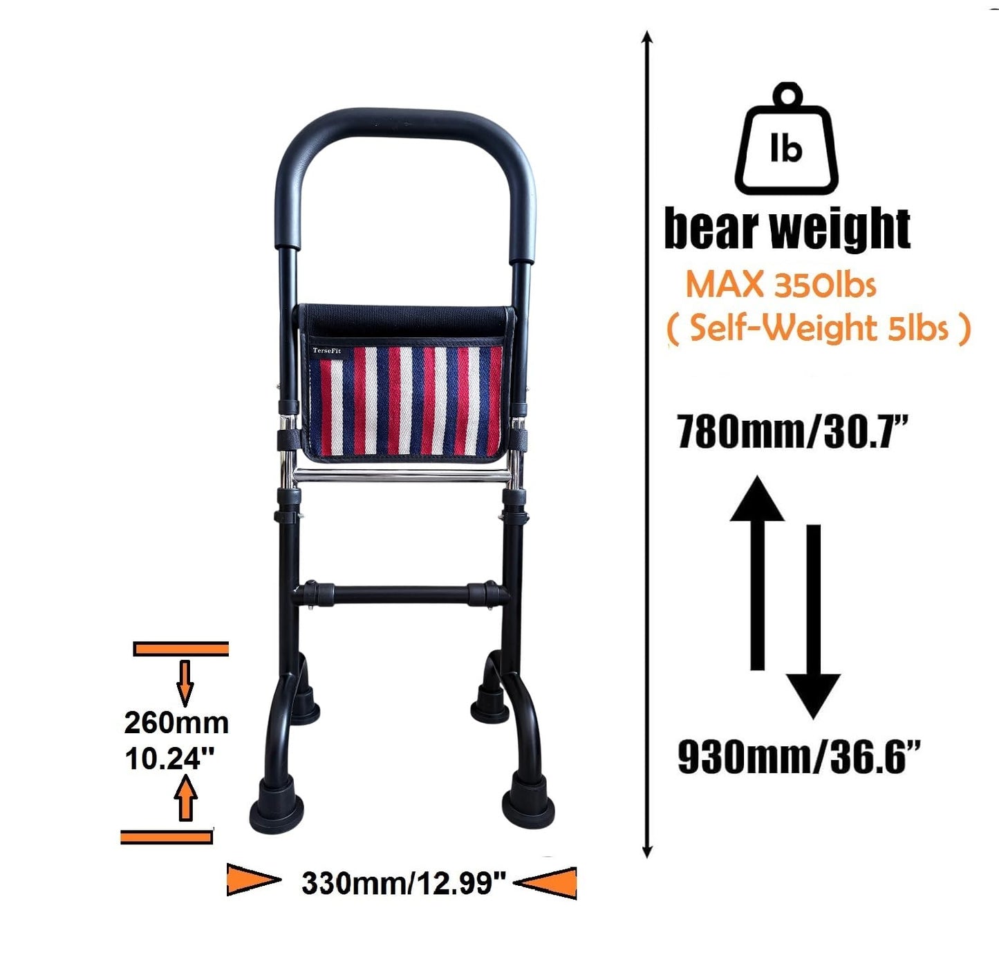 Knee Replacement Recovery Aid; Stand Assist Aid for Elderly; Couch Toilet Assist Rails; Quad Canes Mobility Aids for Short Indoor Movements; Height Adjustable; Weight 5lbs Bear 350lbs