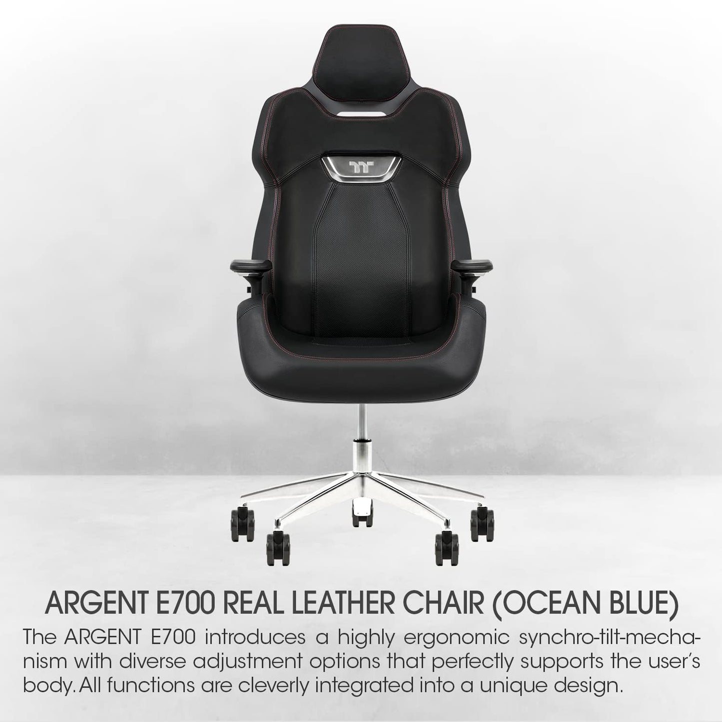 Thermaltake Argent E700 Real Leather Gaming Chair (Space Gray) Designed by Studio F∙A∙Porsche, GGC-ARG-BSLFDL-01 18.89D x 24.4W x 54.32H in