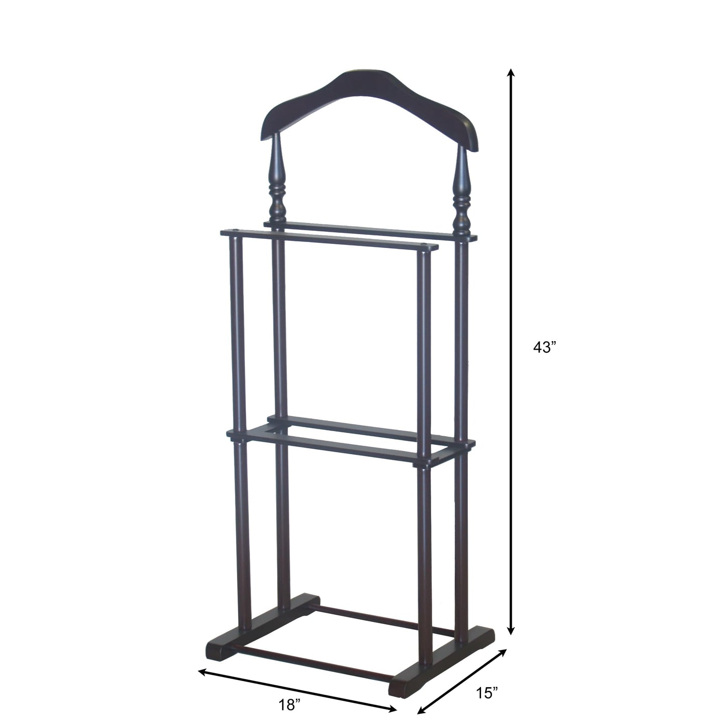 Proman Products Sakura Twin Valet with Wooden Hanger, Trouser Bar & Tie Bar, Walnut
