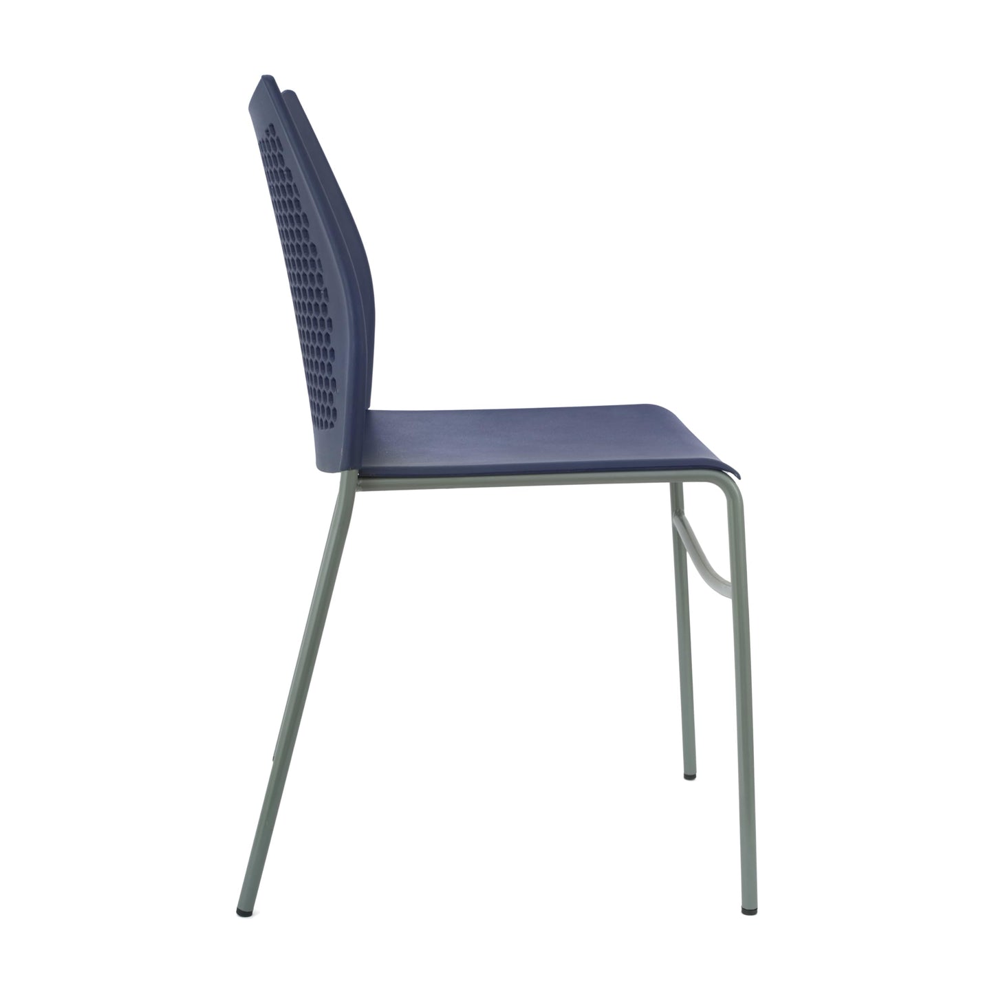 Flash Furniture Hercules Stacking Chair with Vented Backrest and Gray Powder Coated Steel Legs with Integrated Support Bar, Commercial Portable Chair - Set of 5, Navy