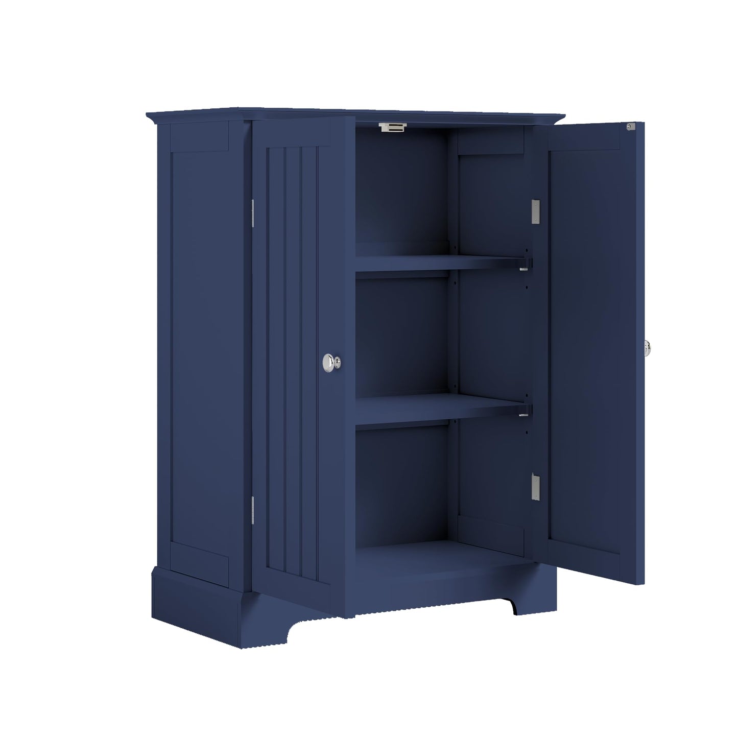 ChooChoo Bathroom Floor Cabinet, Modern Bathroom Storage Cabinet with 2 Doors and Adjustable Shelves, Freestanding Cupboard for Living Room, Blue