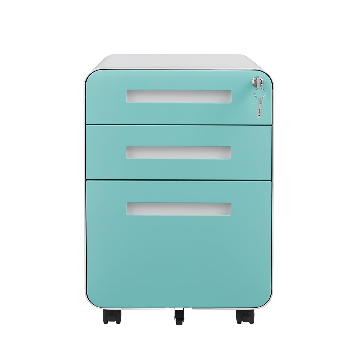 GarveeHome 3 Drawer Mobile File Cabinet with Lock, Under Desk Metal Filing Cabinet for Home Office, Under Desk Storage with 5 Wheels for A4/Letter/Legal Size, Fully Assembled