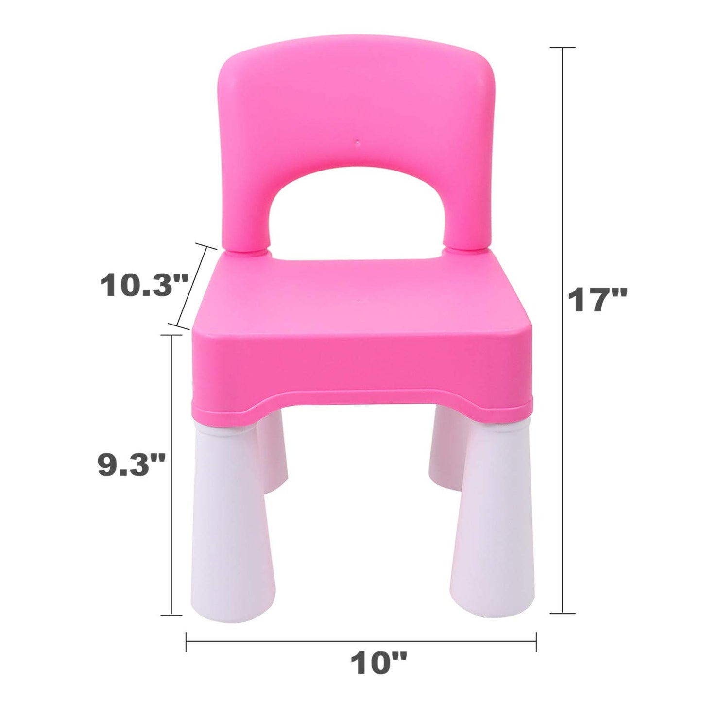burgkidz Plastic Kids Chair, Durable and Lightweight, 9.3" Height Seat, Indoor or Outdoor Use for Toddlers Boys Girls Aged 2+ (Pink)