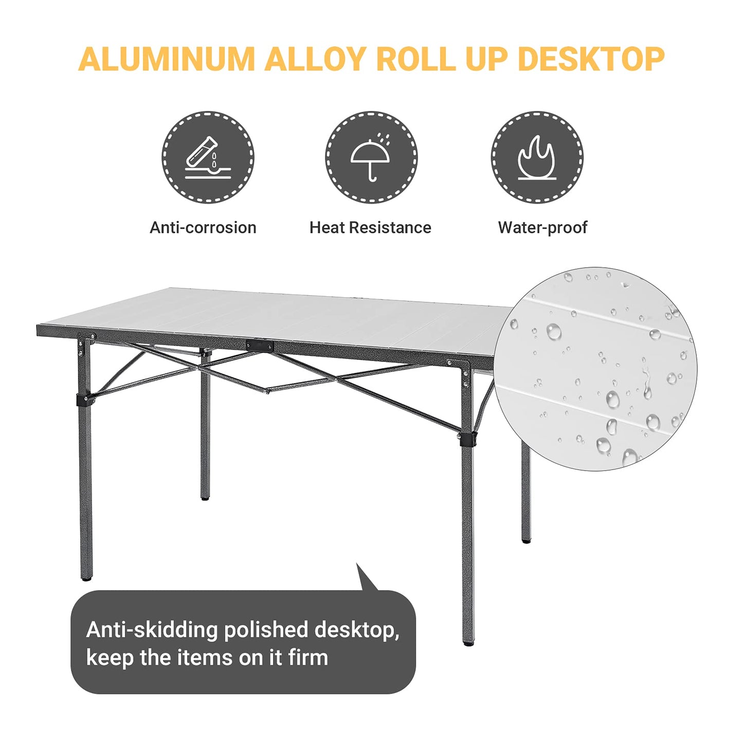 KingCamp Camping Kitchen Table with Windscreen, Camping Sink, Folding Side Table, Storage Organizer Portable Folding Camping Table Outdoor Kitchen Station for Camp BBQ Picnic Backyard