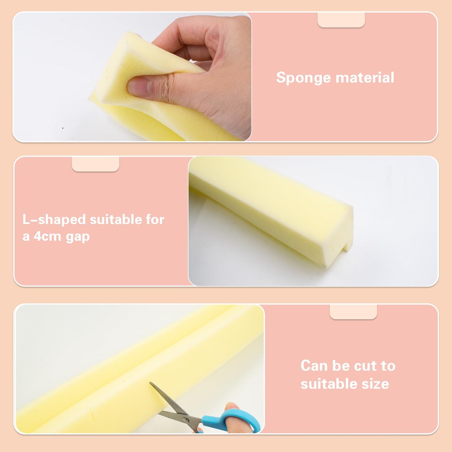 JoyHuaTrade Bed Filler for Headboard, L-Shaped Gap Filling for 1.57", 78.7" Long Mattress Wedge, Foam Headboard Filler for Seams and Bed Cracks, Yellow