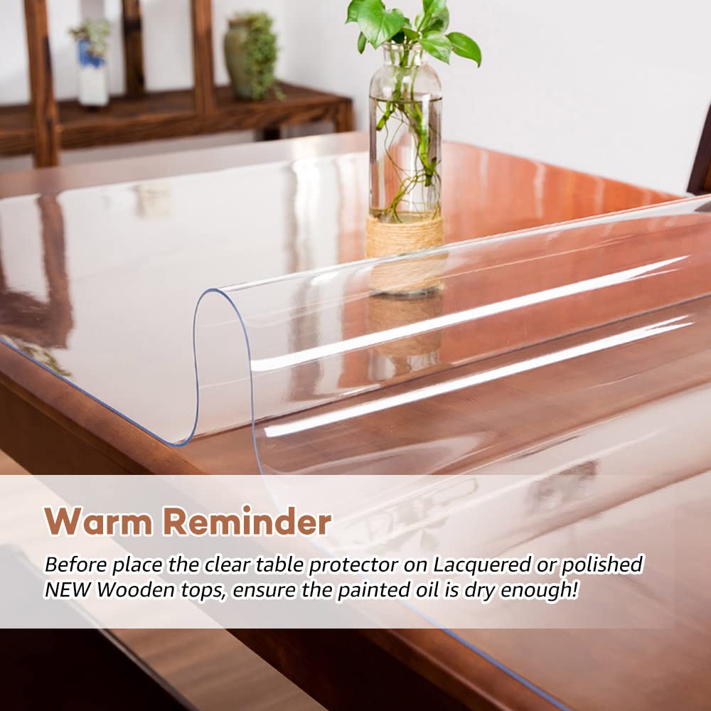 RostiKong 28 x 72 Inch Clear Plastic Dining Tablecloth Rectangle Elastic Table Protector Desk Pad Mat Wood Furniture Coffee Entryway Sofa TV Cabinet Accent Table Liner Runner Protection Carpet Cover