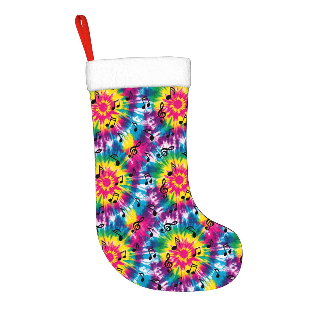 Athjunss Tie Dye Music Notes Christmas Stocking Large Xmas Holiday Party Decoration Fireplace Hanging Stocking