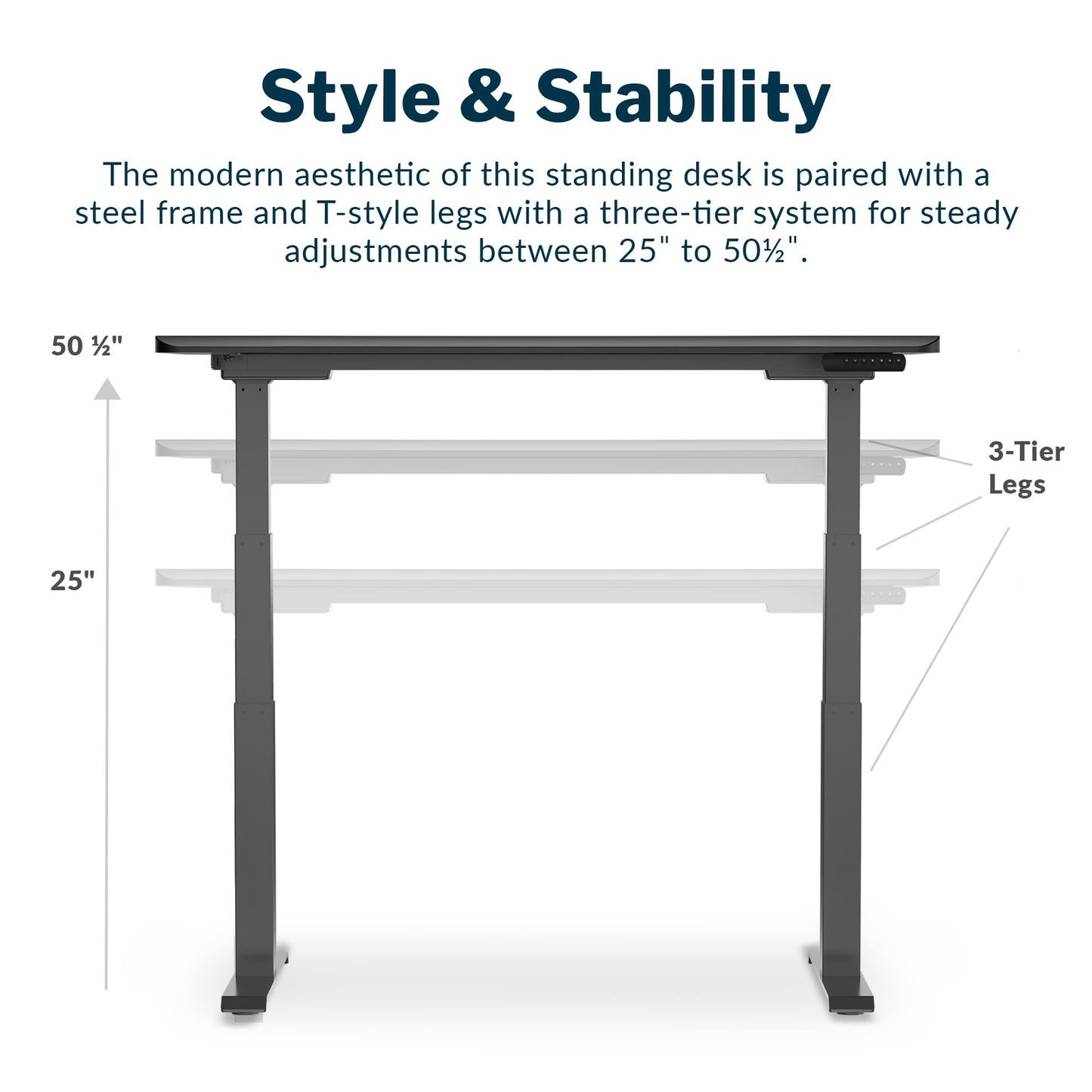 Vari Ergo 54x26 Electric Standing Desk – Height Adjustable Sit Stand VariDesk + Curved Waterfall Edge, 4 Memory Settings, Quick Assembly, Cable Management, 200 lb Capacity – Black (2 Boxes)