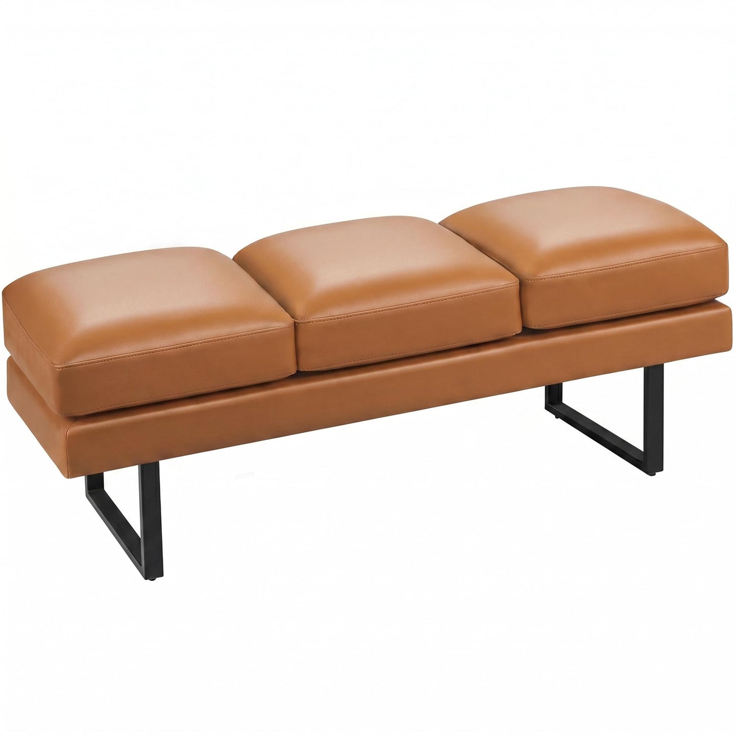 Shahoo Waiting Room Bench, Heavy-Duty Leather Reception Chairs with Metal Legs, Office Guest Chairs for Guests, Home Conference Lobby Area, 60 Inch, Brown