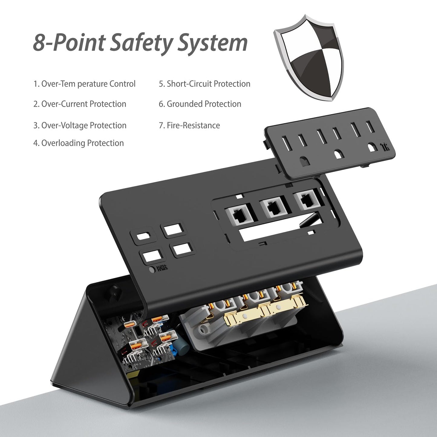 Desk Clamp Mount Power Strips, 4 USB Ports& 3 AC Outlets Charging Station, PD 20W Fast Charging USB C, 6Ft Extension Cord Desktop Power Hub, Home Office Desk Accessories, 2-Pack (Black)