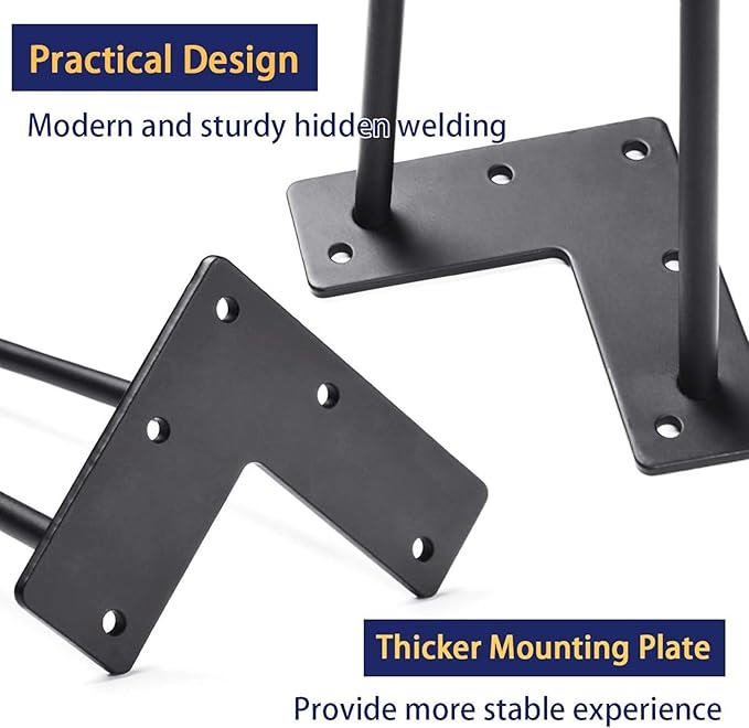 SMARTSTANDARD Hairpin Table Legs 30 Inch, 3/8" Solid Metal Legs